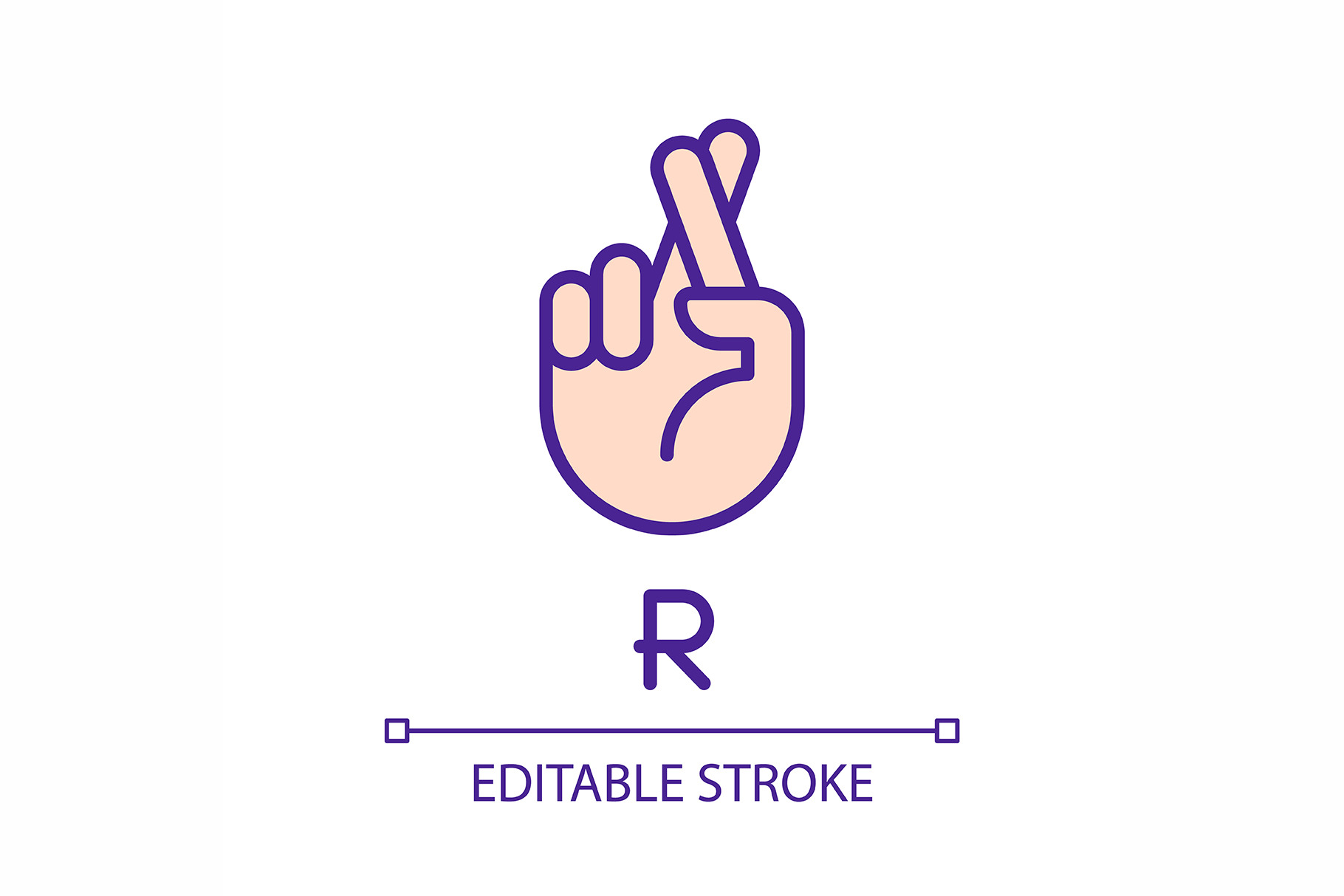 Letter R in American sign language p, an Outline Icon by IMG Visuals