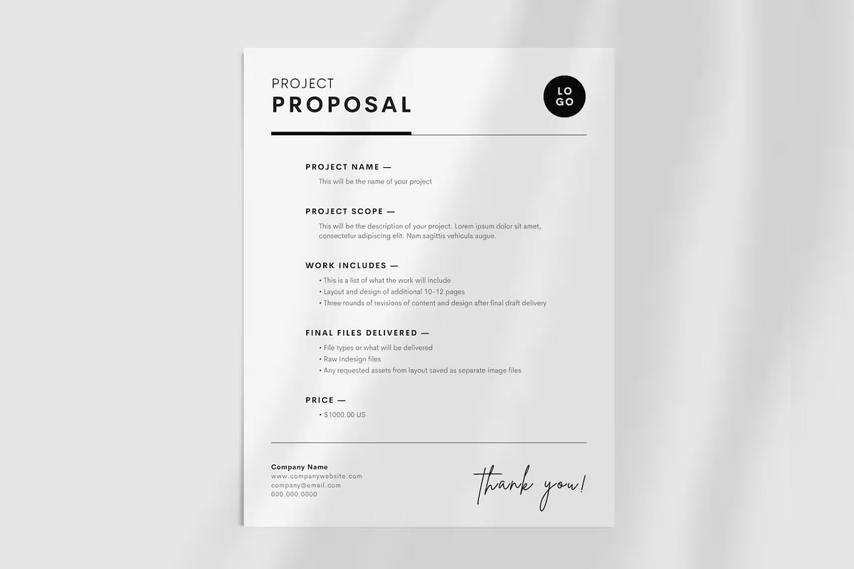 Project Proposal Template Canva, a Stationery Template by frommakertomaker (Photo 1 of 6)