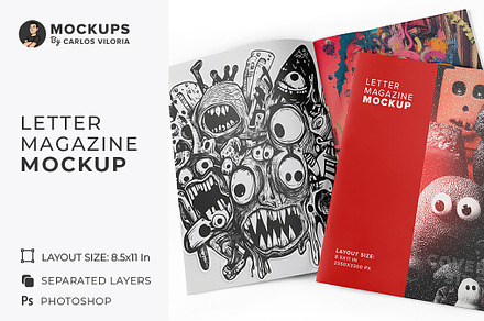 Open Pages Letter Magazine Mockup