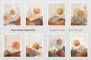 Boho Sunset Illustration, a Decorative Illustration by Housui Patterns (Thumbnail 3 of 9)