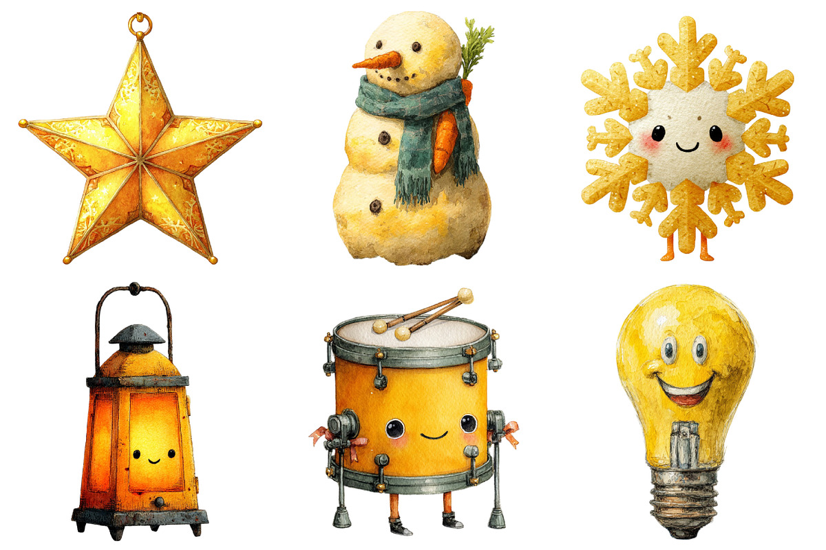 Cute Yellow Christmas Clipart, an Illustration by Daily.Designs (Photo 2 of 5)