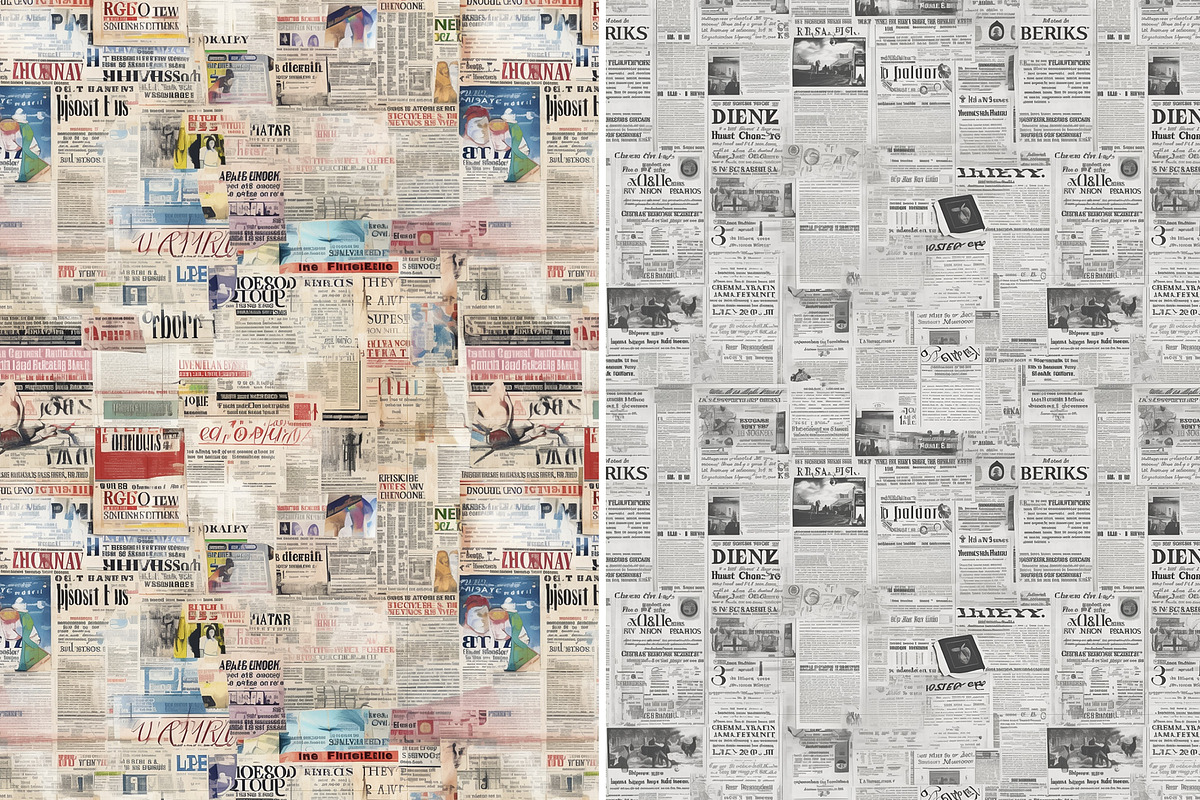 Newspapers seamless patterns set, a Pattern Graphic by Bubert Art (Photo 5 of 14)
