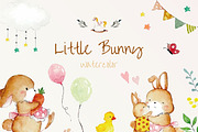Little Bunny Animals Watercolor, an Animal Illustration by Esui Studio (Thumbnail 1 of 4)