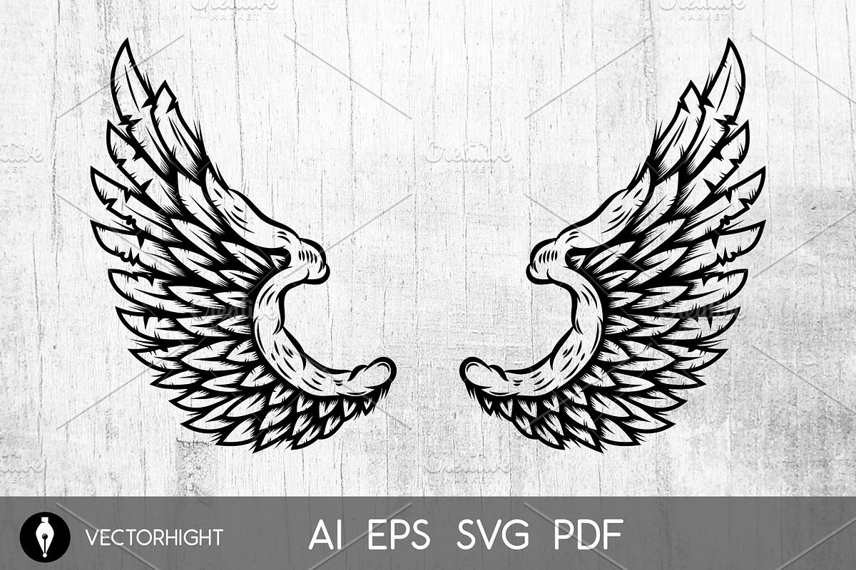 Eagle wings in tattoo style SVG, an Animal Illustration by Vectorhight ...