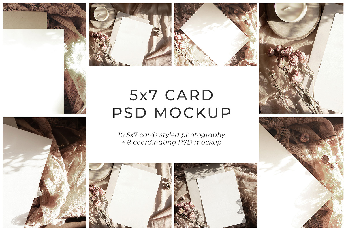 Romantic Vintage Card Mock Up Bundle, a Print Template by Citrus and Cinnamon (Photo 1 of 7)