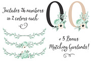 Mint Floral Numbers With Vectors, an Illustration by Amanda Ilkov (Thumbnail 3 of 5)