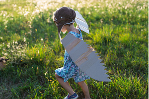 Little girl playing on a meadow in, a Person Photo by HalfPoint