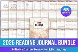 2026 Reading Journal Bundle Canva, a Stationery Template by Mustafiz