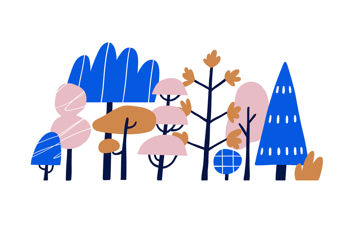 Forest trees in doodle Scandi style, an Illustration by Good Studio (Photo 3 of 4)