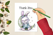 Watercolor Cute Rabbit Png Clipart, an Illustration by Creative Art (Thumbnail 4 of 7)