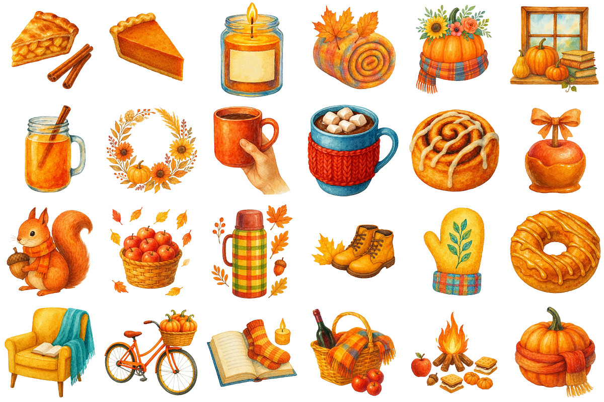 Cozy Fall Vibes Clipart Bundle Png, an Illustration by Daily.Designs (Photo 3 of 3)