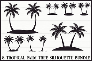 Coconut Tree Silhouette Pack, an Illustration by hafijul