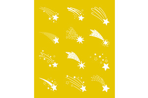 Different shooting white stars with, an Illustration by Stock-Smart-Start