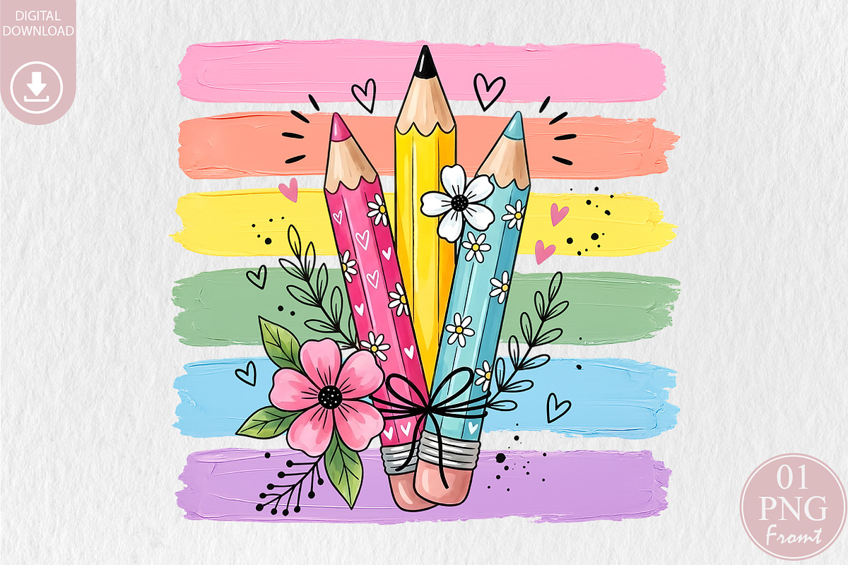 Back to School PNG, Cute Pencils, a Seasonal Illustration by Rose Art (Photo 1 of 5)