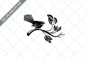 New Zealand Fantail Bird Retro SVG