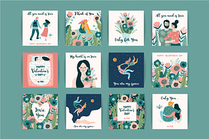 Happy Valentine's Day. Vector Cards.