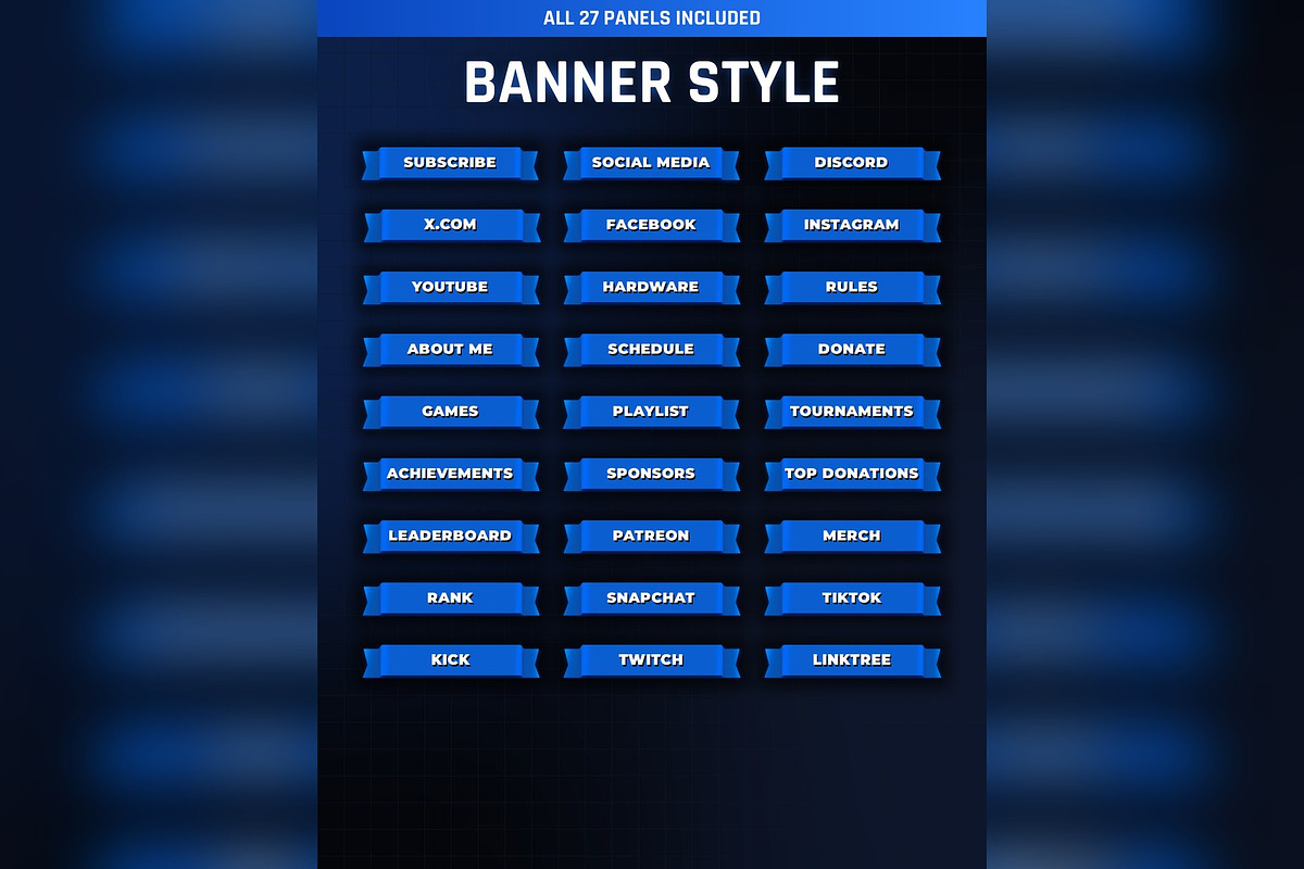 Banner Style Twitch & Kick Panels, an Object Graphic by Gear Store (Photo 2 of 5)
