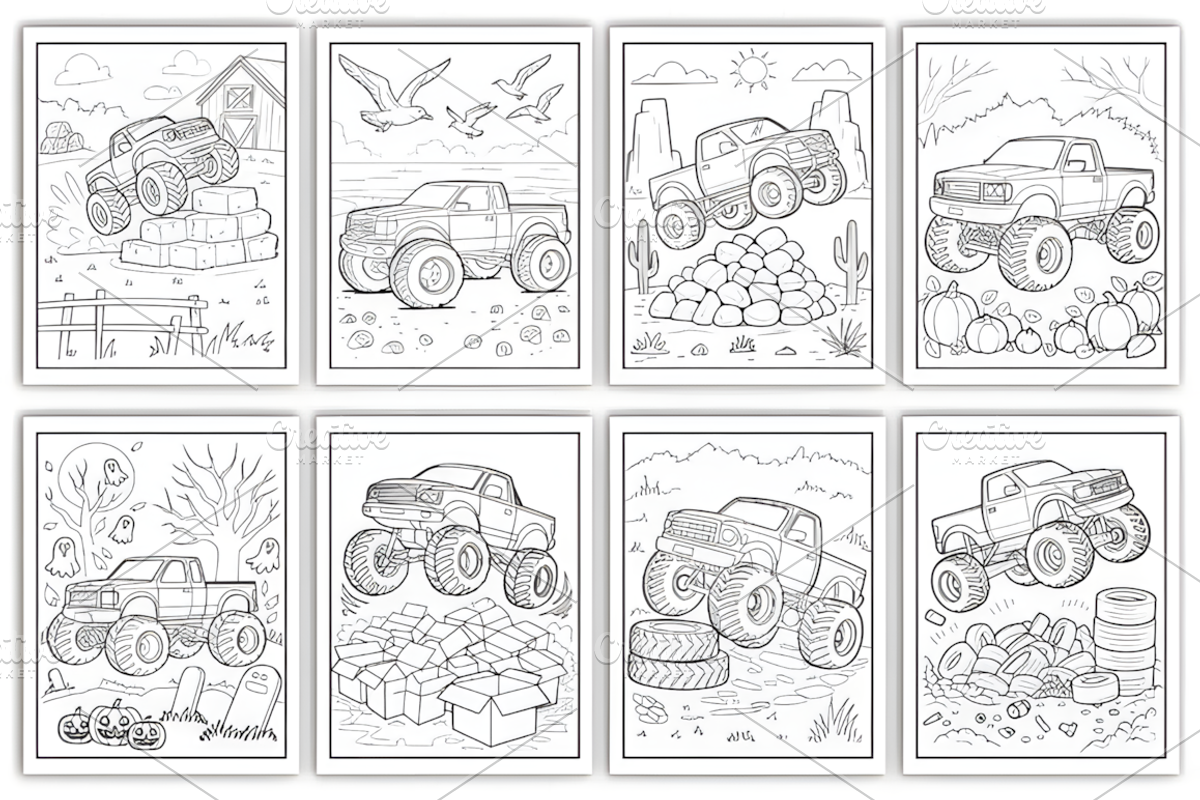 MONSTER TRUCK COLORING BOOK for KIDS, a Decorative Illustration by Coco Bloom (Photo 3 of 3)