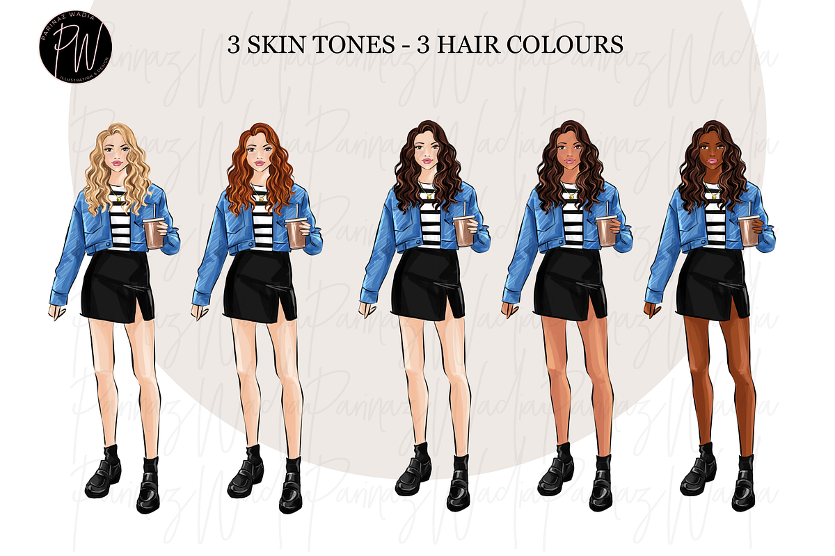 Fashion Girl 61 Watercolor Clipart, a Person Illustration by Parinaz Wadia Design (Photo 7 of 15)
