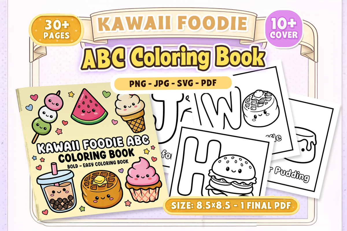 Kawaii Foodie ABC Coloring Book, an Education Illustration by Craftsbeefy (Photo 1 of 4)