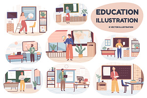 Teacher & Classroom Vector Set, an Education Illustration by IRSYART