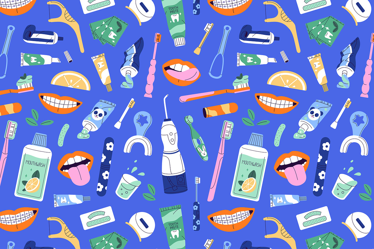 Tooth care set, patterns, banner, a Healthcare Illustration by PaperTrident (Photo 4 of 7)