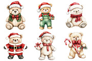Watercolor Christmas Teddy Bear Clip, a Seasonal Illustration by CitraGraphics (Thumbnail 4 of 7)