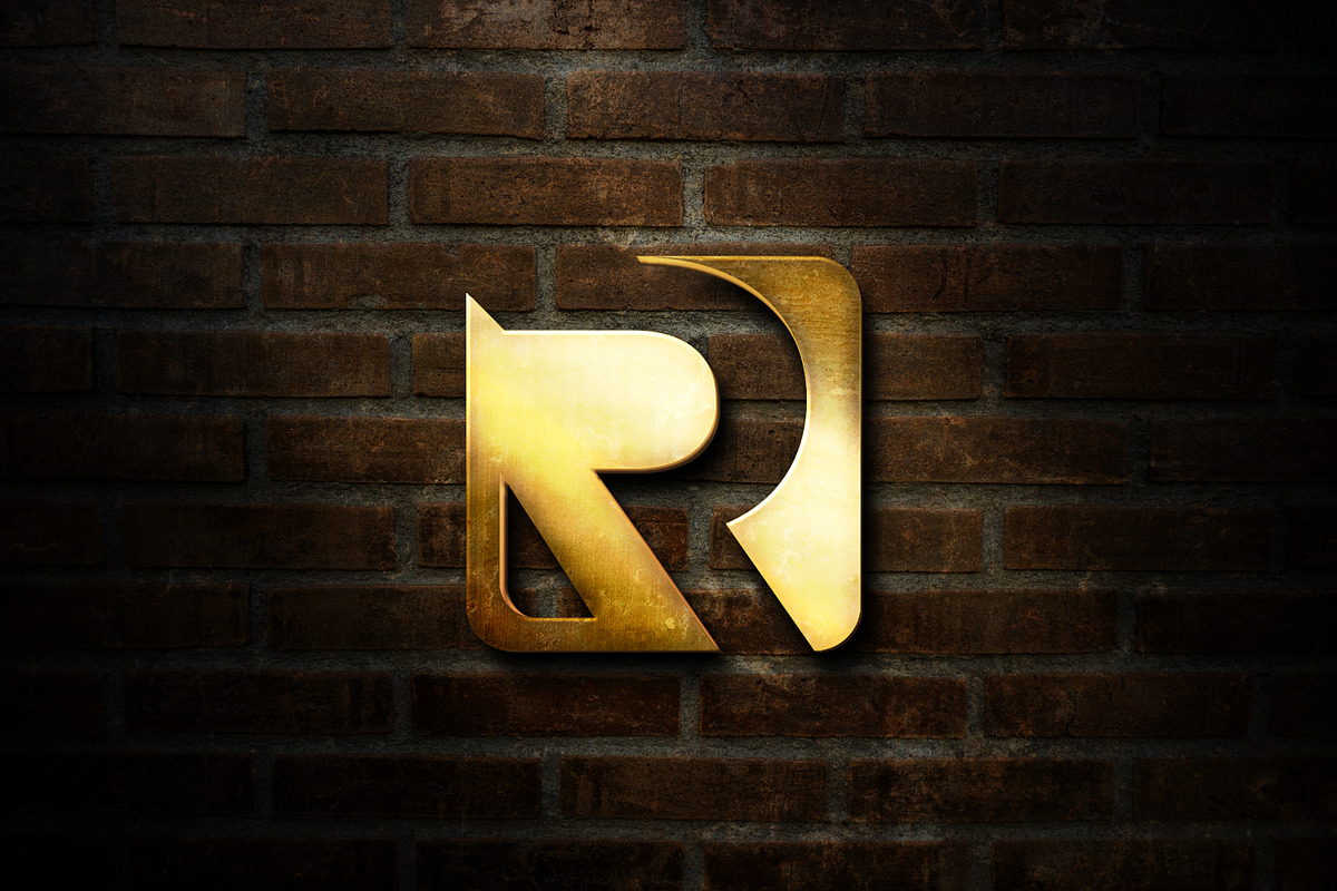 3D Golden Logo on Brick Wall - Mocku, a Branding & Logo Template by yokbisayok (Photo 3 of 3)