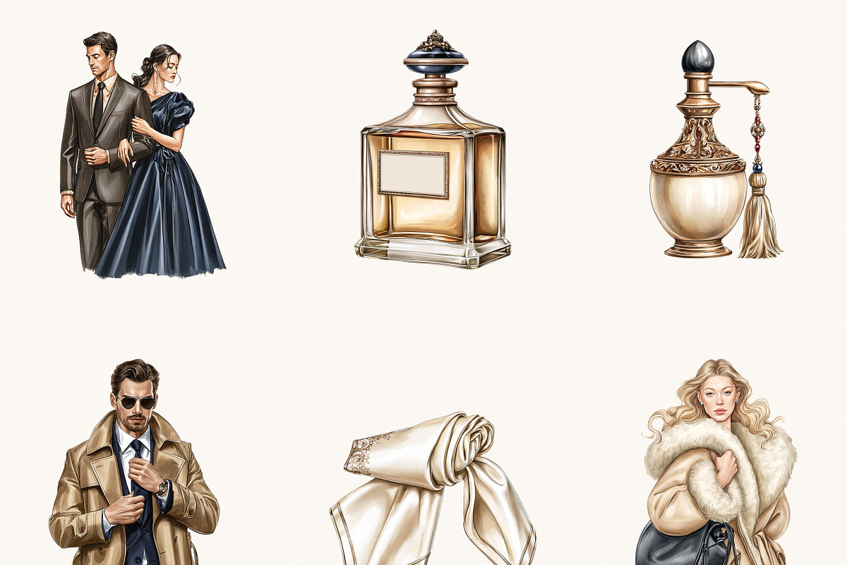 Watercolor Old Money Couple Clipart, a Person Illustration by BusyDaydesign (Photo 3 of 9)