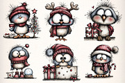 Whimsical Christmas Birds Clipart, an Illustration by Dream Creation (Thumbnail 2 of 7)