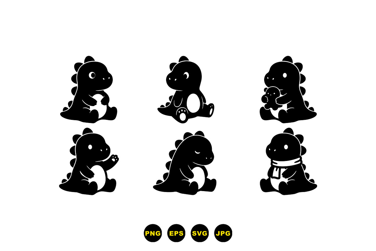 Cute Baby Dino Clipart Pack, an Illustration by designvectx (Photo 3 of 3)