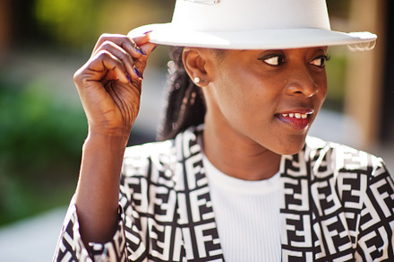 Beautiful african american woman natural makeup wear fashion clo, a Beauty & Fashion Photo by AS photostudio