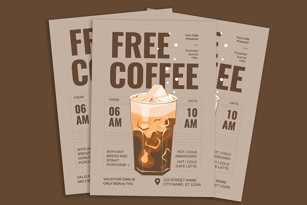 Free Coffee Promotion Flyer, a Flyer Template by Gumico Studio. (Photo 2 of 3)