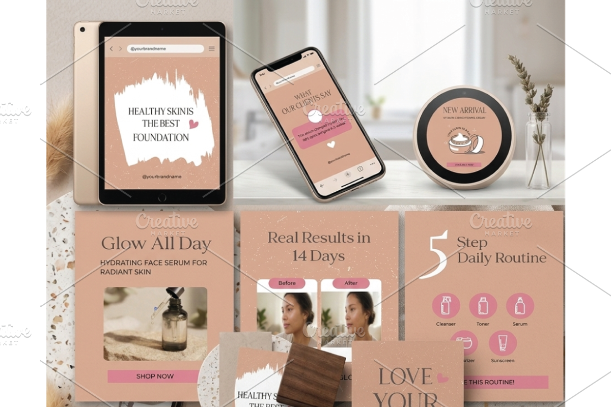 Aesthetic Skincare Social Media Kit, a Social Media Template by FusionadCreates (Photo 6 of 7)