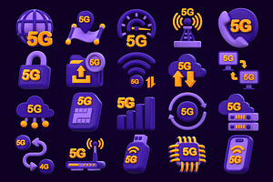 3D 5G Connection Icon