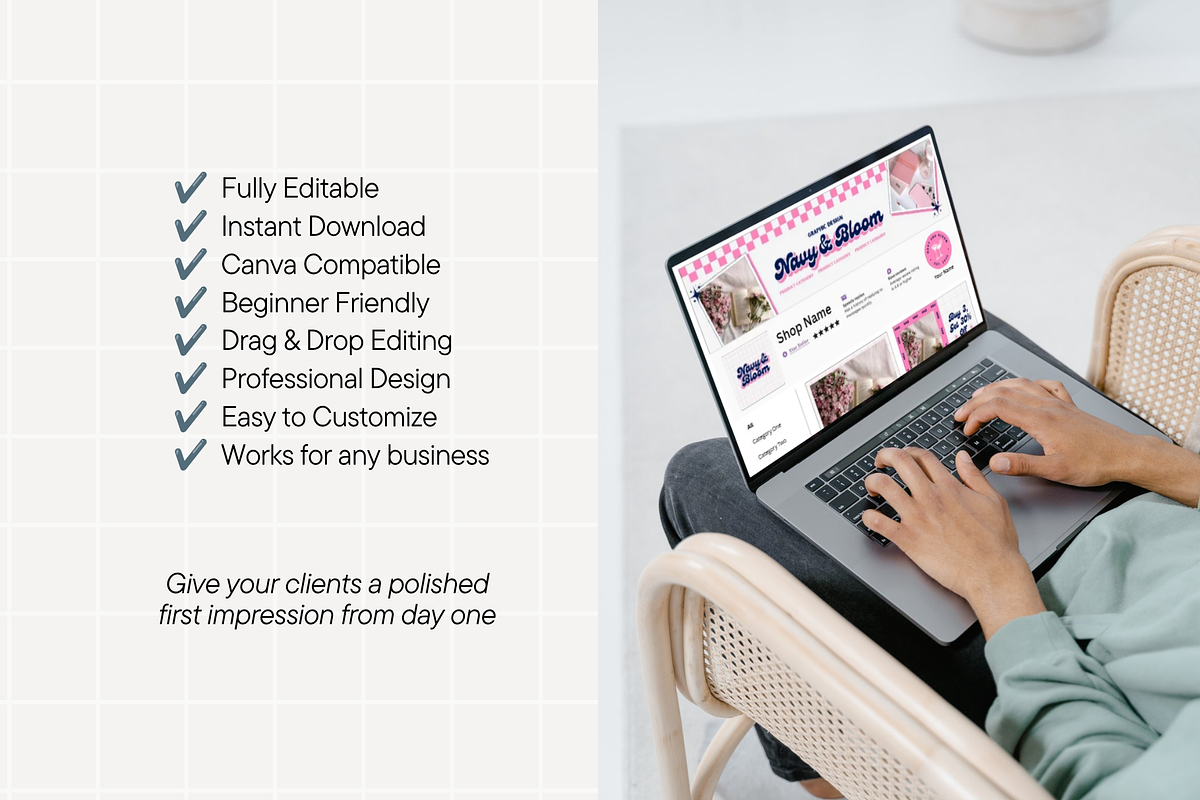 Blue Pink Etsy Shop Branding Kit, a Branding & Logo Template by Anna Design Studio (Photo 8 of 8)