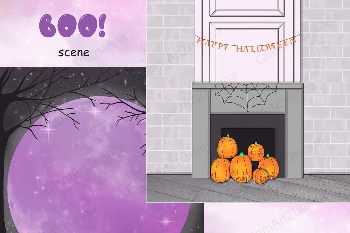Boo Scene, a Seasonal Illustration by GlamArtZhanna (Photo 2 of 3)