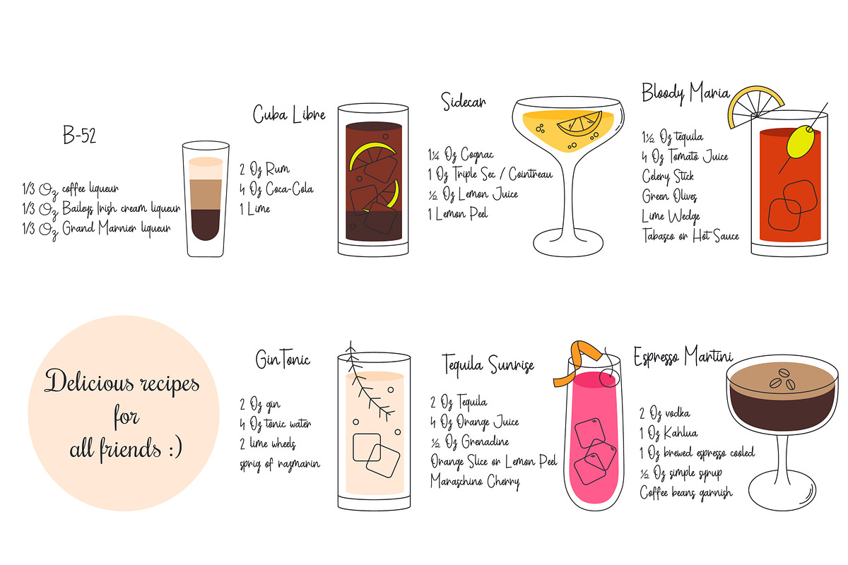 Cocktail Recipe Bundle, a Decorative Illustration by Le.nart (Photo 3 of 4)