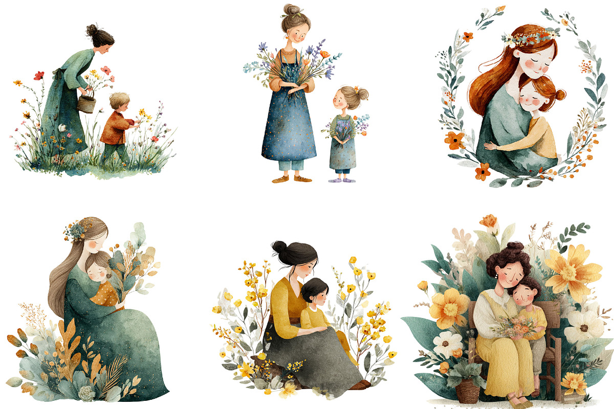 Rustic Mother’s Day Clipart Bundle, an Illustration by Designking (Photo 2 of 5)