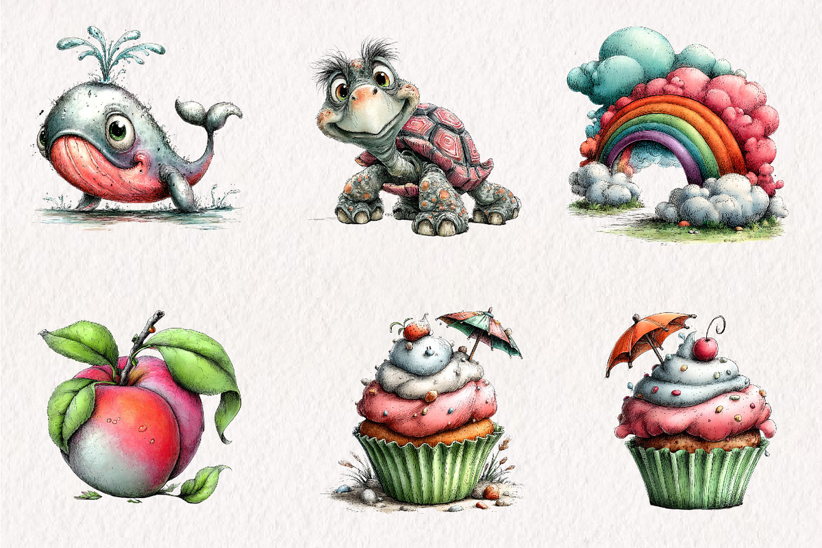 Watercolor Cute Summer Collection, an Illustration by CreationArt (Photo 5 of 7)
