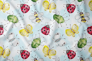 Summer Bugs Seamless Pattern