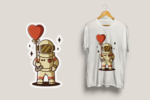 Romantic Astronaut T-Shirt Design