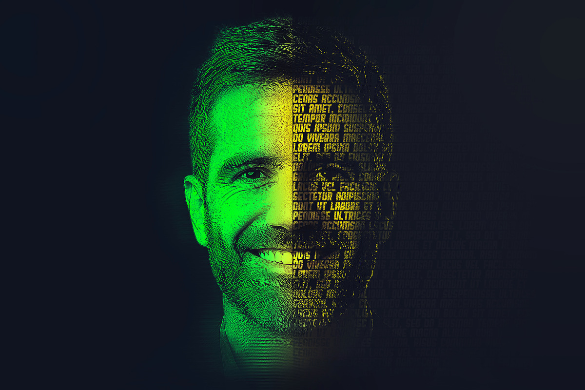 Text Portrait Photoshop Effect FX v1, a Brushes & More by INTENTFX (Photo 7 of 10)