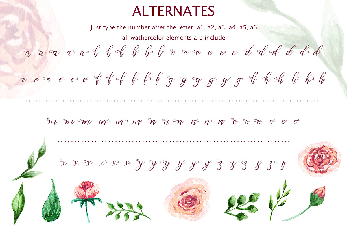 Graceful bouquet-lovely font&clipart preview 5