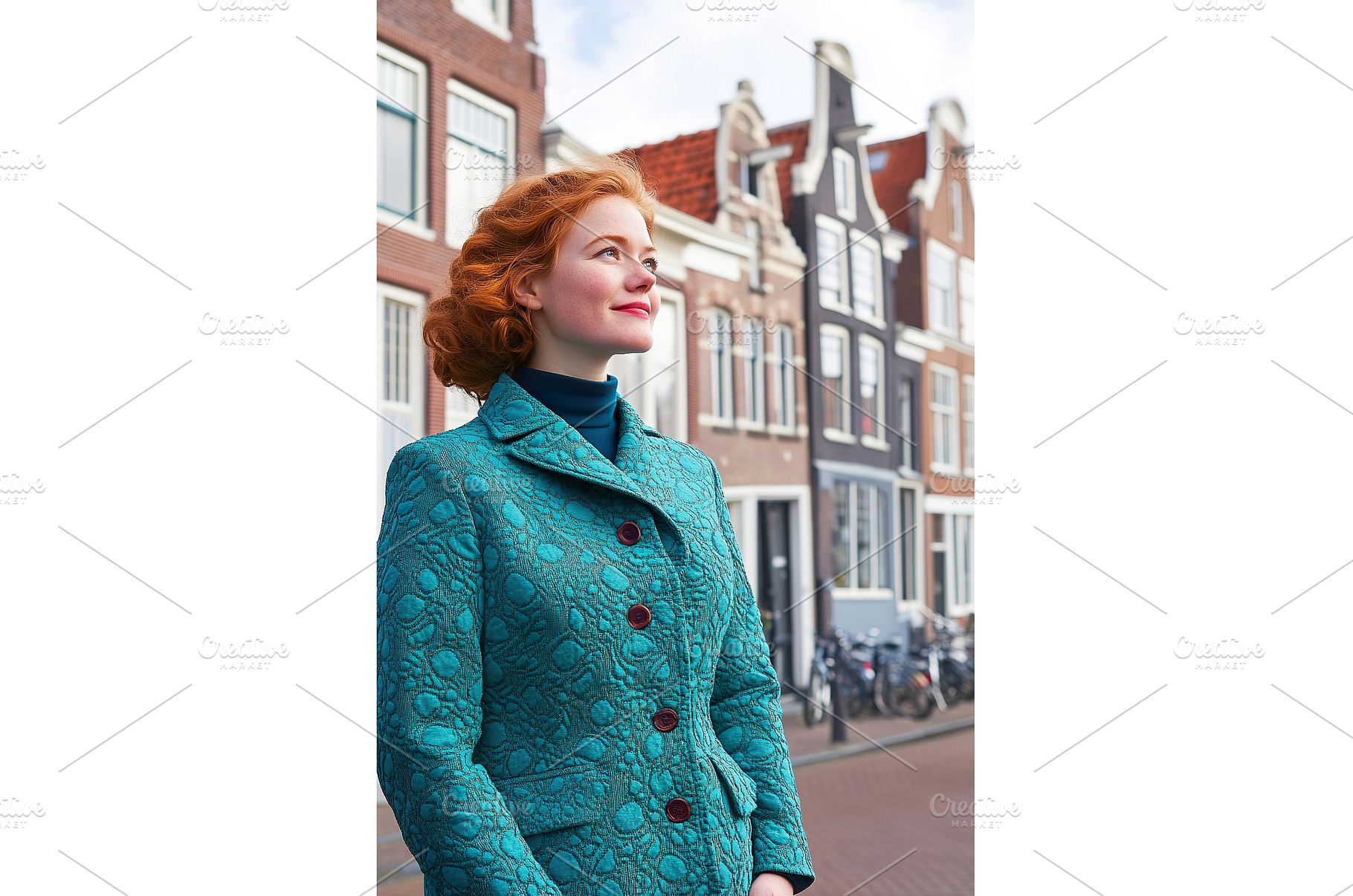 Redhead Dutch Woman in Textured Coat, an Architecture Photo by Lermont51