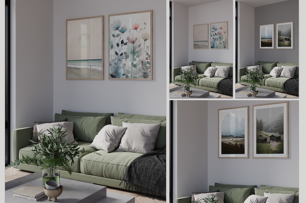 Double vertical frame mockup - 50x70, a Household Mockup by Hunny Badger