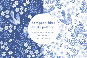 Hampton Blue Birdy Pattern, seamless