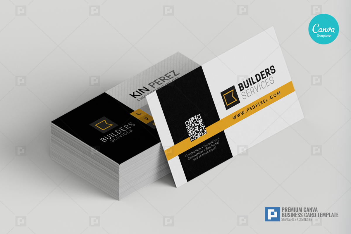 Construction Canva Business Card 11, a Business Card Template by PSDPixel (Photo 2 of 4)
