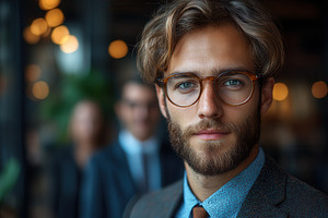 Professional man with glasses and st, a Photo by Tanuart