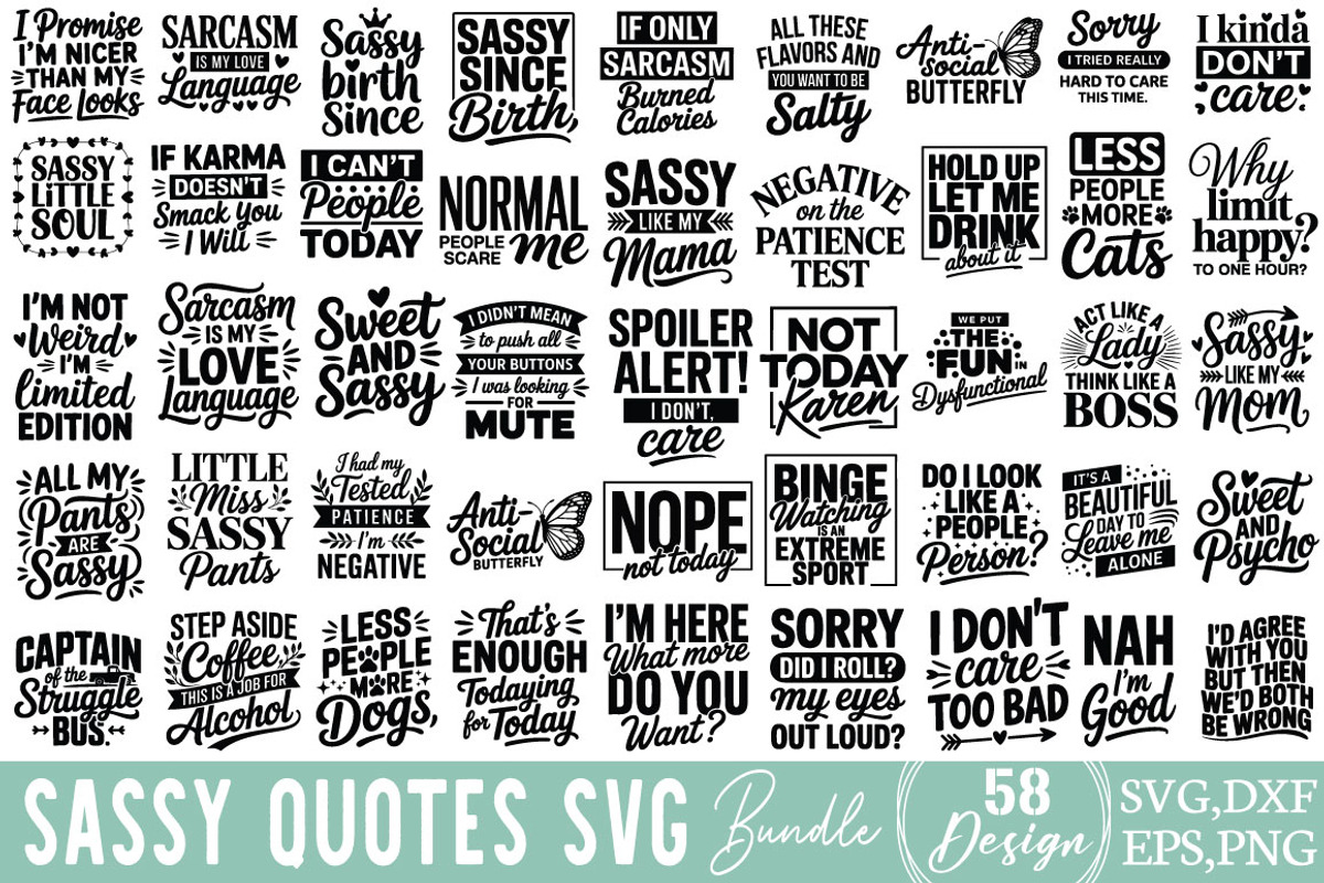 Sassy Quotes SVG Bundle, an Object Graphic by DollarSmart